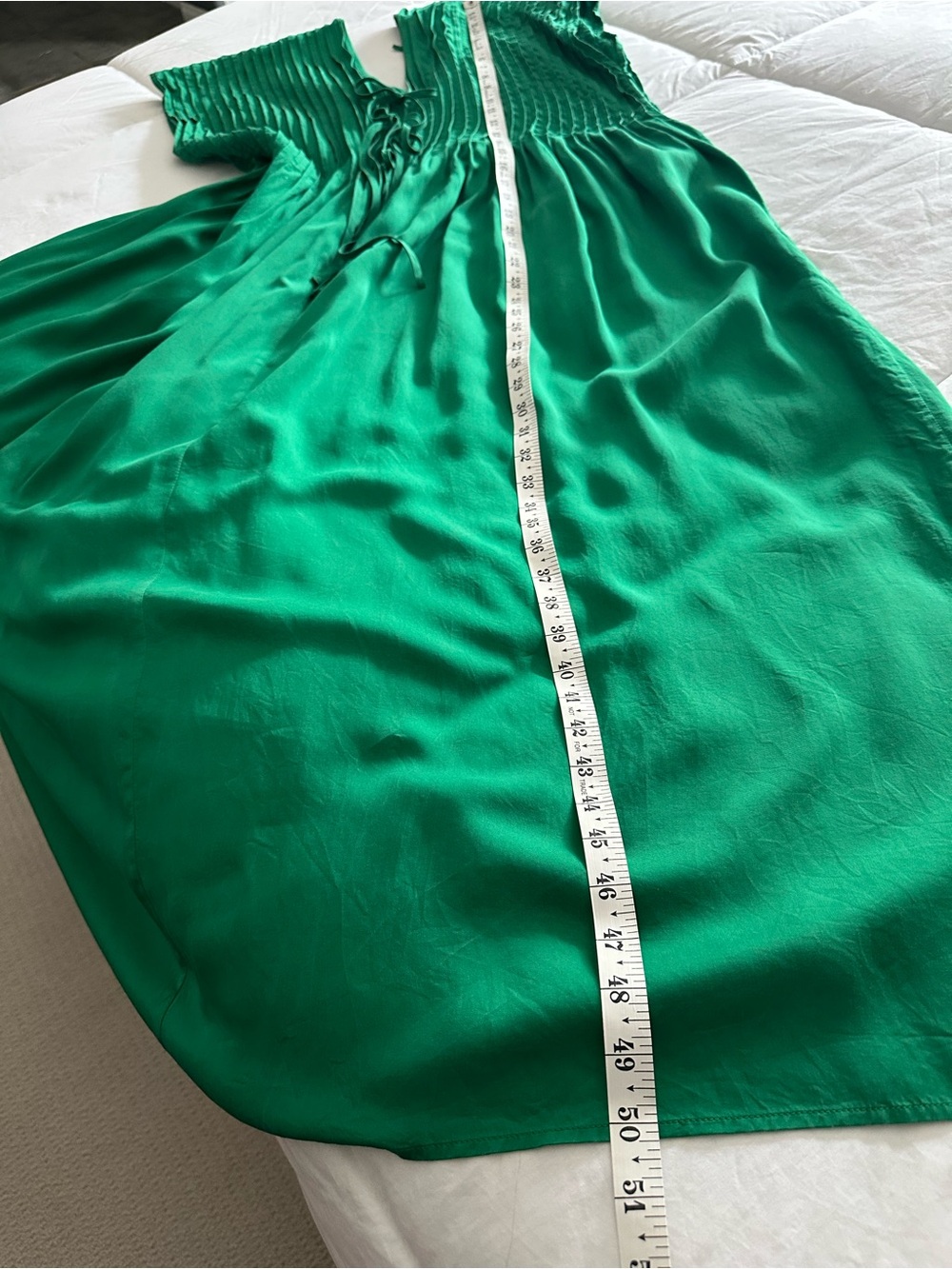 & Other Stories Maxi Dress Emerald Green Pleated V‑Neck size large - Picture 7 of 16